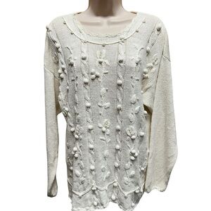 Joyce women’s vintage Cream Sweater with Textured floral design L cottagecore
